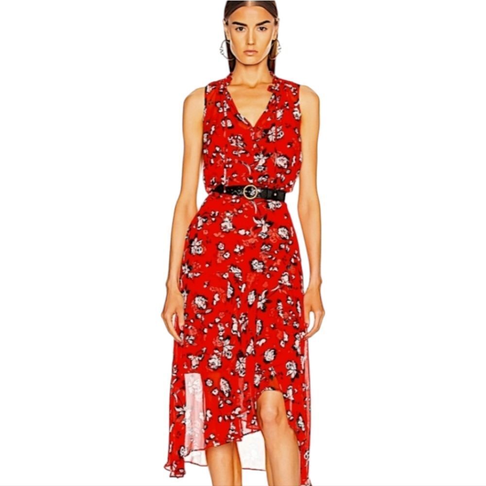 Veronica Beard NWT Corsica Silk Midi Dress‎ Red Floral MSRP $695 Women's Size 6
